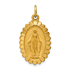 14k Yellow Gold Polished Satin Oval Scalloped Miraculous Medal 3/4in