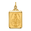 14k Yellow Gold Rectangular Miraculous Medal Fan Top 7/8in