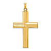 14k Yellow Gold Hollow Striped Design Latin Cross 1 1/4in