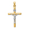 14k Two-tone Gold Tube INRI Crucifix Pendant 1.25in