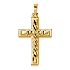 14k Yellow Gold Twisted Hollow Latin Cross Pendant 1in