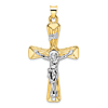 14k Two-tone Gold INRI Crucifix Pendant 1.75in
