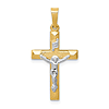 14k Two-tone Gold INRI Hollow Block Crucifix Pendant 7/8in