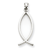 14kt White Gold 3/4in Ichthus Fish Pendant