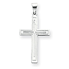 14kt White Gold Latin Cross Pendant with Lined Texture 1 1/8in