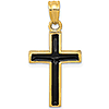 14k Yellow Gold Black Epoxy Latin Cross Pendant 3/4in