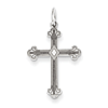 14kt White Gold 3/4in Laser Design Budded Cross