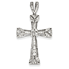 14kt White Gold 1 5/8in Diamond Filigree Cross Pendant