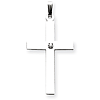 14k White Gold .03 ct Diamond Cross Pendant 1.5in