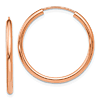 14k Rose Gold 1in Endless Hoop Earrings 2mm