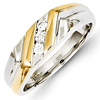 14k Two-tone Gold 1/6 ct Diamond Men's 3-Stone Ring