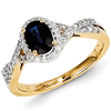 14kt Yellow Gold 1 Ct Oval Sapphire Ring with 1/5 ct Diamond Accents