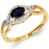 14k Yellow Gold 2/3 Ct Sapphire Bypass Ring with 1/10 ct Diamonds