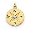 14k Yellow Gold Compass Pendant with Antique Finish 1/2in