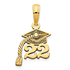 14k Yellow Gold 2022 Graduation Cap with Tassel Pendant