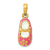 14k Yellow Gold Pink Enamel Baby Shoe Pendant