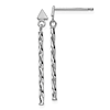 14k White Gold Polished Twist Bar Dangle Earrings with Triangles