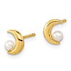 14k Yellow Gold Freshwater Cultured Pearl Crescent Moon Post Earrings