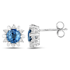 14k White Gold 1.85 ct tw Blue Sapphire and Diamond Star Earrings