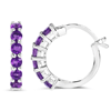 Sterling Silver 1.2 ct tw Amethyst Hoop Earrings