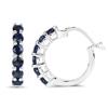 Sterling Silver 1.3 ct tw Blue Sapphire Hoop Earrings