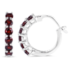 Sterling Silver 1.4 ct tw Garnet Hoop Earrings