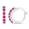 Sterling Silver 1.5 ct tw Ruby Hoop Earrings