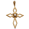 14k Yellow Gold .02 ct Diamond Small Pointed Cut-out Cross