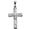 Cross Pendant with Sculpted Texture 14k White Gold