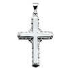 14k White Gold Fancy Latin Cross Pendant 1in