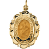 St. Christopher Medal Scalloped Edges 1in 14k Yellow Gold