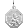 14kt White Gold 8mm Octagonal Angel Charm