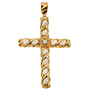 14k Yellow Gold 3/4 ct tw Marquise Diamond Cross Pendant