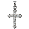 14k White Gold 1/8 ct Diamond Cross Pendant 5/8in