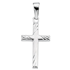 14k White Gold 5/8in Latin Cross with Angled Lines