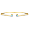 14k Yellow Gold .27 ct tw Blue Topaz Open Cuff Bangle Bracelet