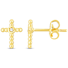 14k Yellow Gold Diamond Cross Popcorn Earrings