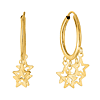 14K Yellow Gold Endless Huggie Hoop Earrings with Star Cutout Charms