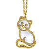 14k Yellow Gold Mother of Pearl Cat Necklace