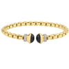 Phillip Gavriel 14k Yellow Gold 0.2 ct tw Diamond Black Onyx Venetian Link Bangle Bracelet