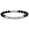 Phillip Gavriel Sterling Silver Men's Twist Bar Onyx Bead Bracelet