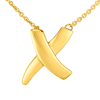 14k Yellow Gold Sculpted X Necklace