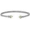 Phillip Gavriel Sterling Silver Blue Topaz Cable Slender Cuff Bangle Bracelet
