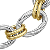 Phillip Gavriel Sterling Silver and 18k Gold Textured Cable Double Link Bracelet 7.5in