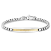 Phillip Gavriel Men's Sterling Silver Round Box Link and 18k Yellow Gold Bar Bracelet