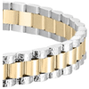 14k Two-tone Gold Men's Railroad Link Bracelet With Lobster Clasp 8.5in