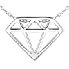 14k White Gold Open Diamond Shape Necklace