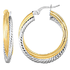 14k Two-tone Gold Intertwine Round Hoop Earrings 3/4in