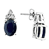 14k White Gold 2 ct Oval Blue Sapphire Stud Earrings With Diamonds