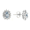 14k White Gold .40 ct tw Oval Aquamarine and Diamond Halo Stud Earrings